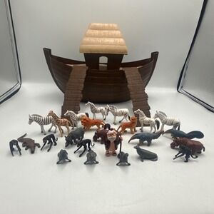 Vintage ARCO Gas Station Noah's Ark Playset with Animals and Noah Figure